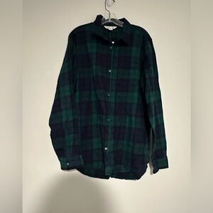 Old Navy Men's XL Tall new Flannel Navy Shirt  blue green Plaid Long Sleeve